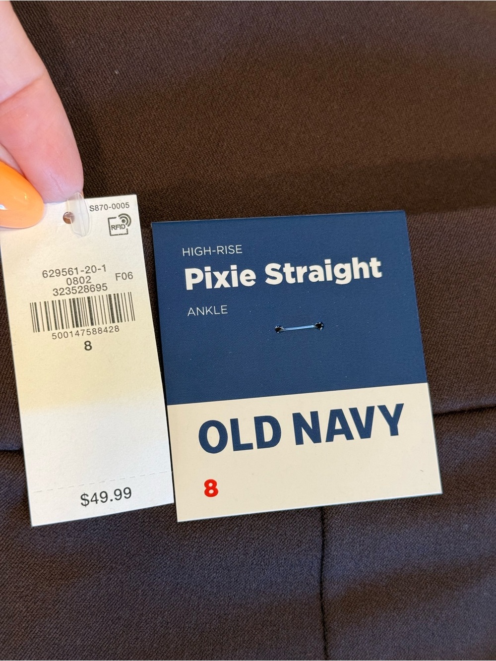 Old Navy Dark Brown High-Rise Pixie Straight Pants - Picture 6 of 7